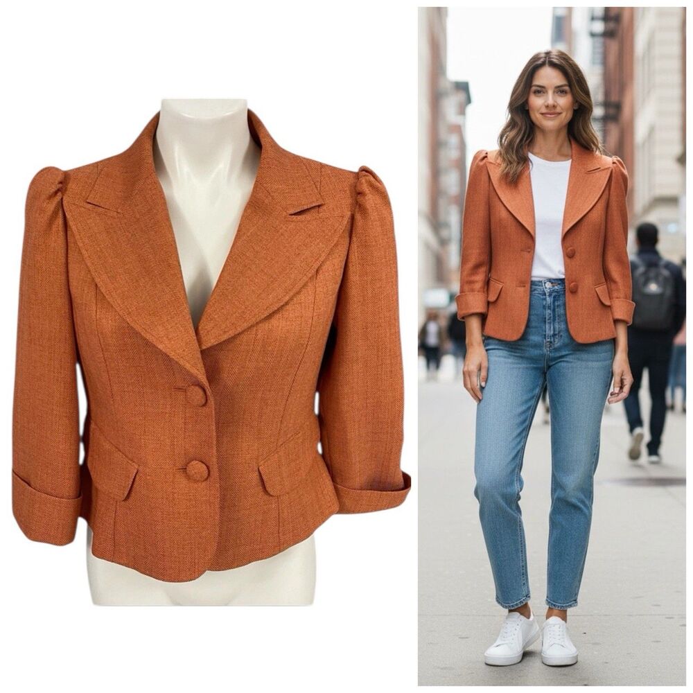 Worthington Blazer Womens 8P Orange Jacket Career Professional Work Office Basic